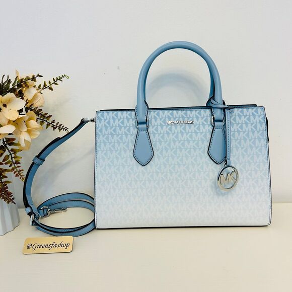 Michael Kors Handbags - Michael Kors Purse Sheila Medium Ombré Signature Logo Satchel LT Sky